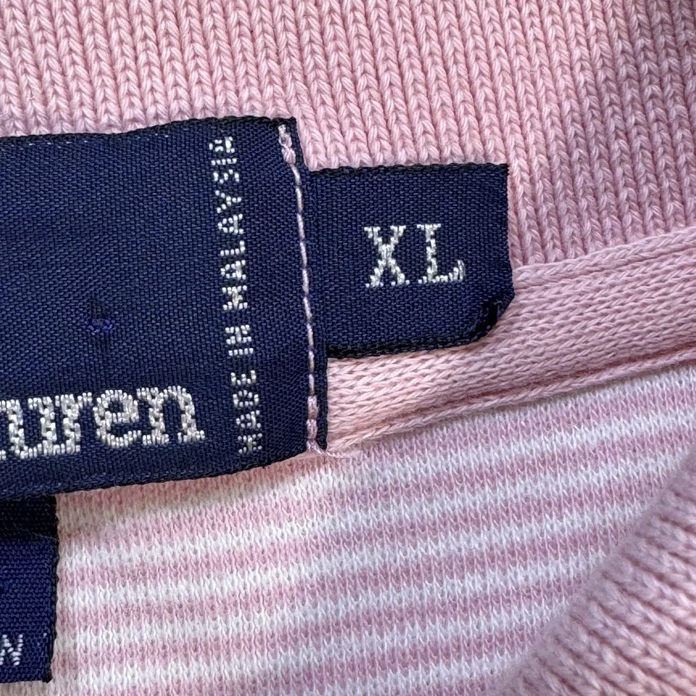 Polo Ralph Lauren Vintage Pink Striped Short Sleeve Polo Shirt Mens XL‎ Preppy